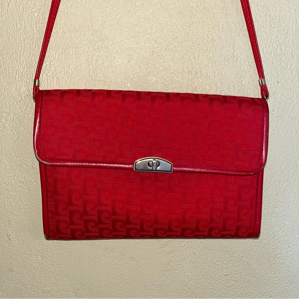 Pierre Cardin Red Monogram Turn-Lock Crossbody Bag